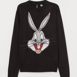 H&M Bugs Bunny Knit Sweater, Black, XS, EUC